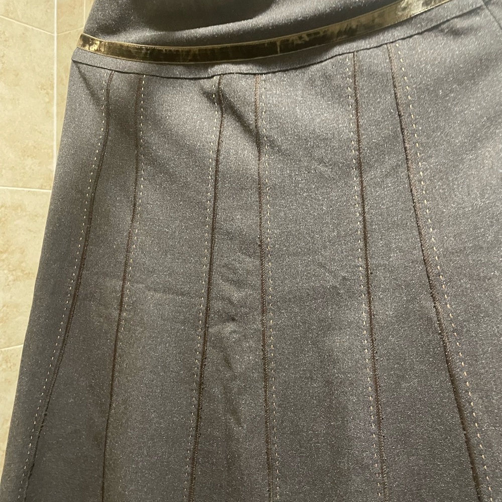 Paniz Brown A-Line Pleated Skirt for Work